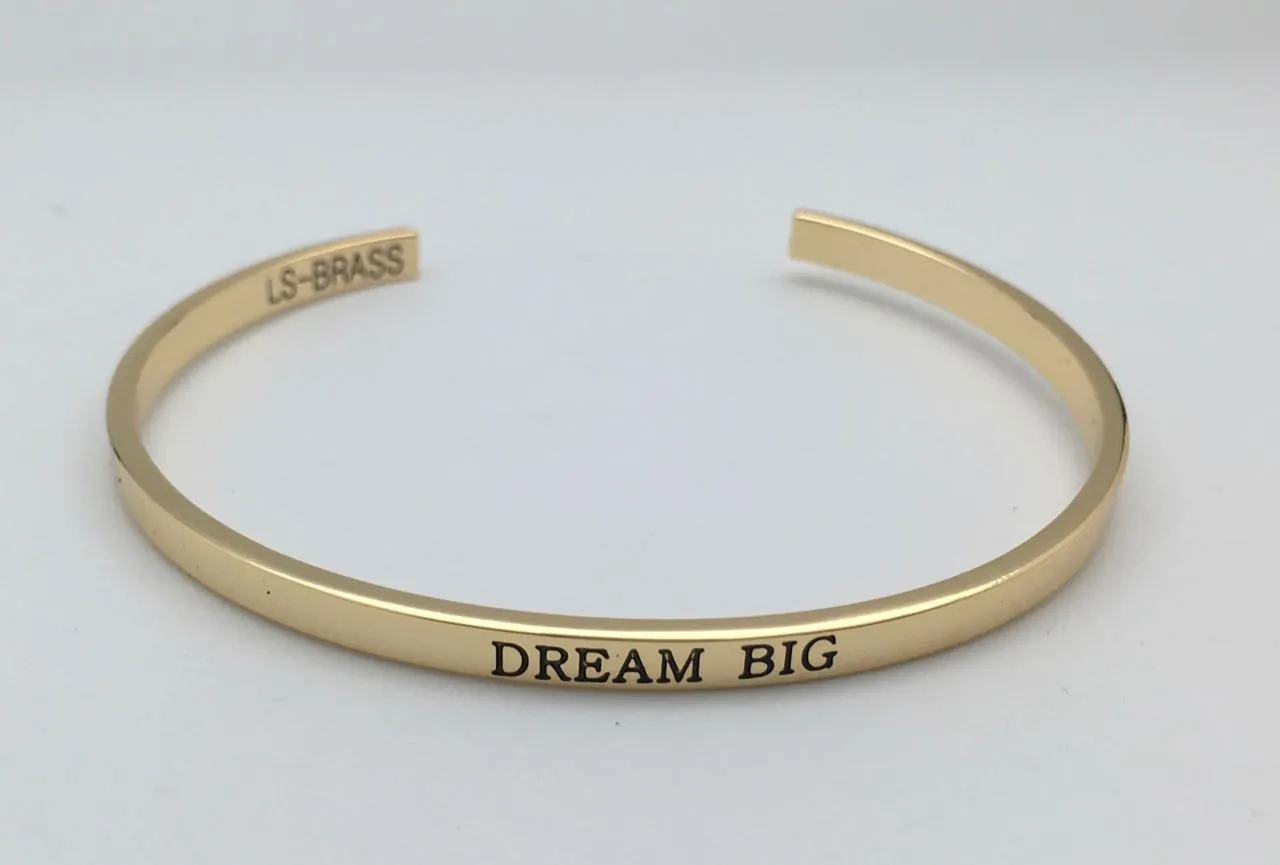 Gold Affirmation Bangle Bracelet - Dream Big