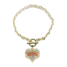 Gold Arizona Pave Heart Charm Toggle Bracelet