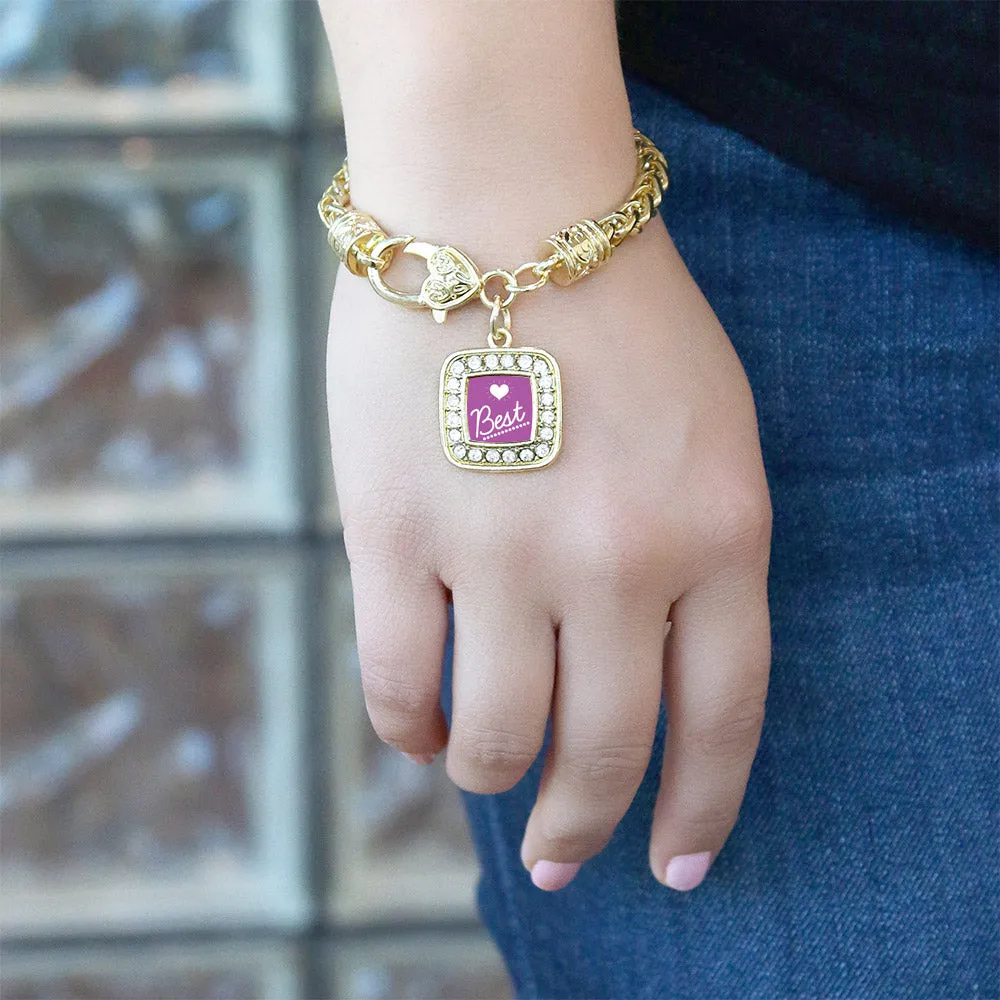Gold Best Square Charm Braided Bracelet