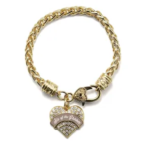 Gold Brown and White Sis of the Groom Pave Heart Charm Braided Bracelet