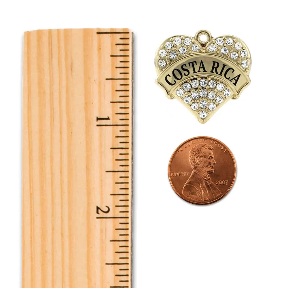 Gold Costa Rica Pave Heart Charm Braided Bracelet