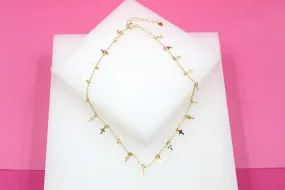 Gold Cross Dangle Choker Necklace (G59)