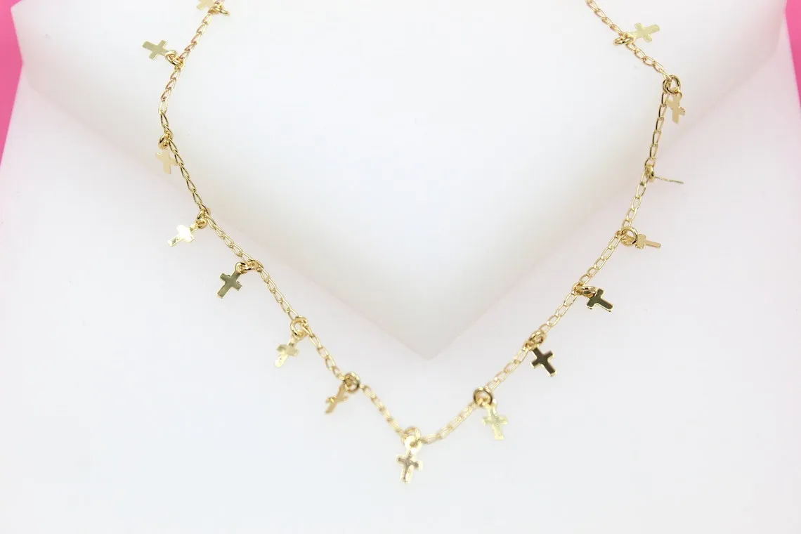 Gold Cross Dangle Choker Necklace (G59)