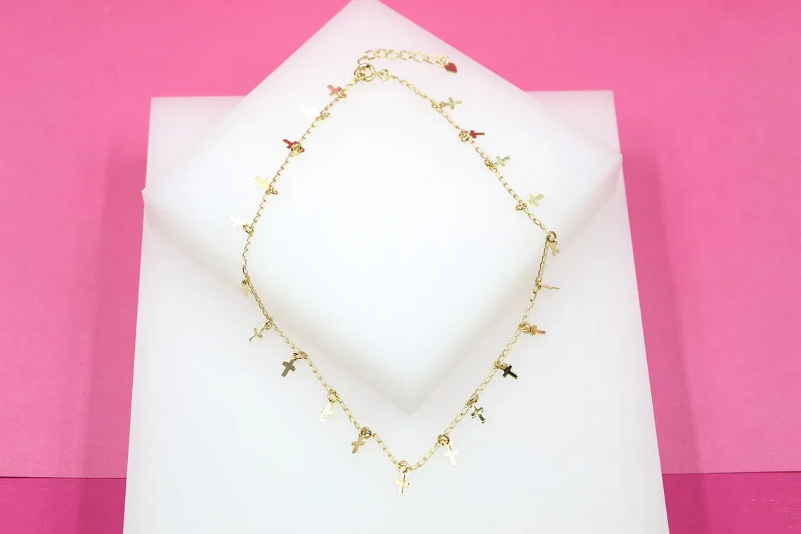 Gold Cross Dangle Choker Necklace (G59)