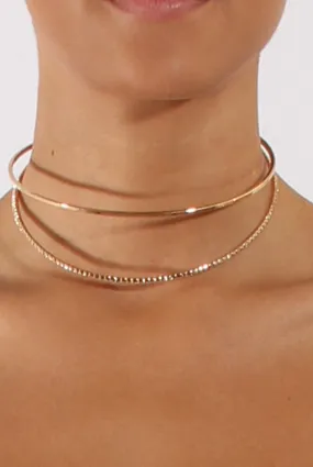 Gold Double Diamond Metal Choker - Kalene
