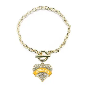 Gold Marigold Little Sister Pave Heart Charm Toggle Bracelet