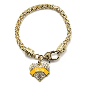 Gold Marigold Sister Pave Heart Charm Braided Bracelet