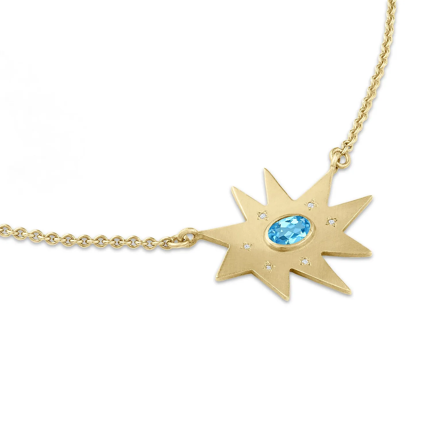 Gold Maxi KAPOW! Necklace: Blue Topaz