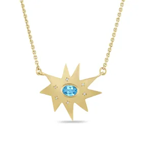 Gold Maxi KAPOW! Necklace: Blue Topaz