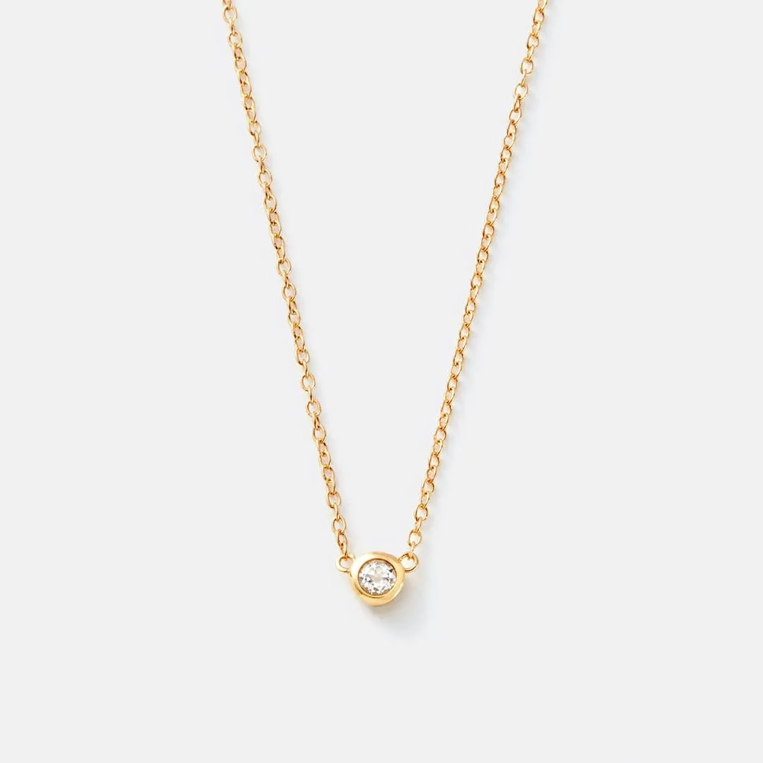 Gold Tiny White Topaz Necklace