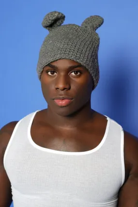 Gray Bunny Knitted Hat