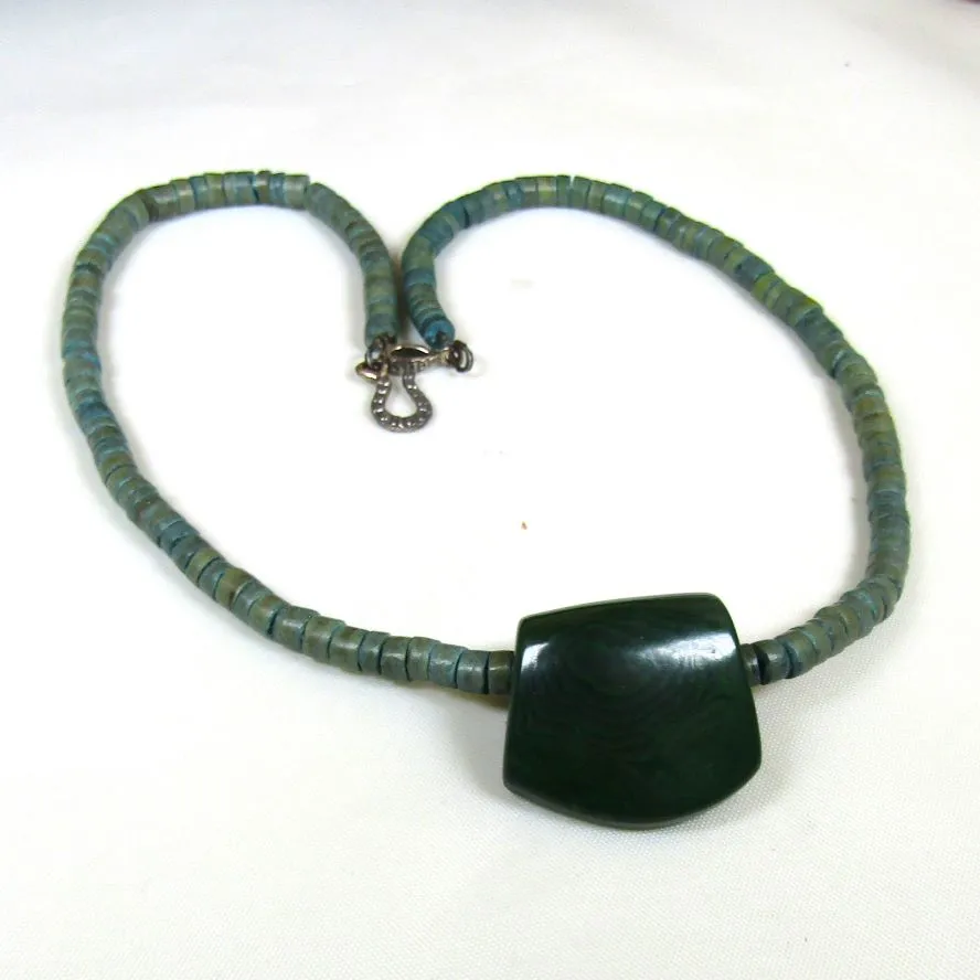 Green Surfer Necklace  Unisex Man's Necklace