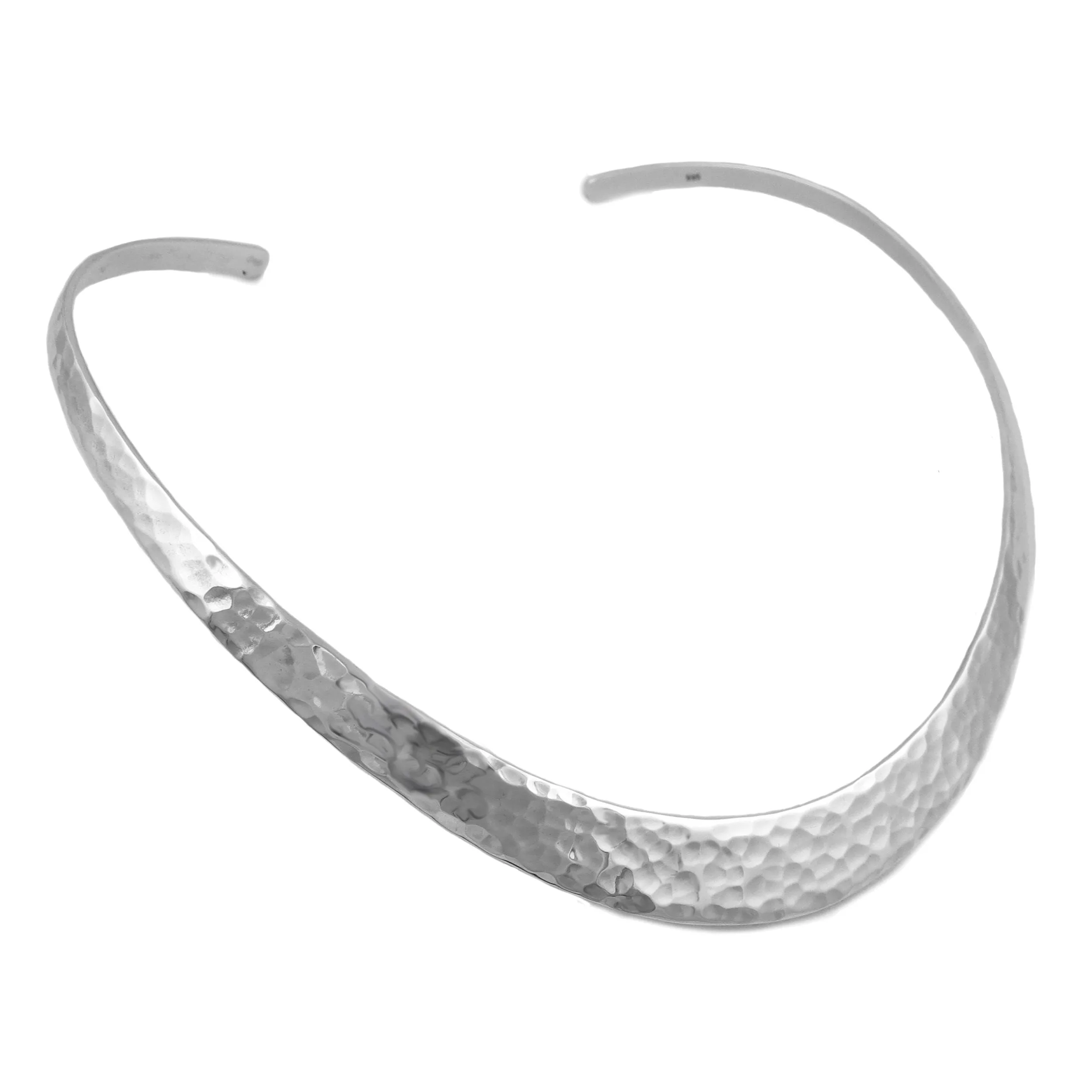 Hammered Torque Sterling Silver Choker Necklace