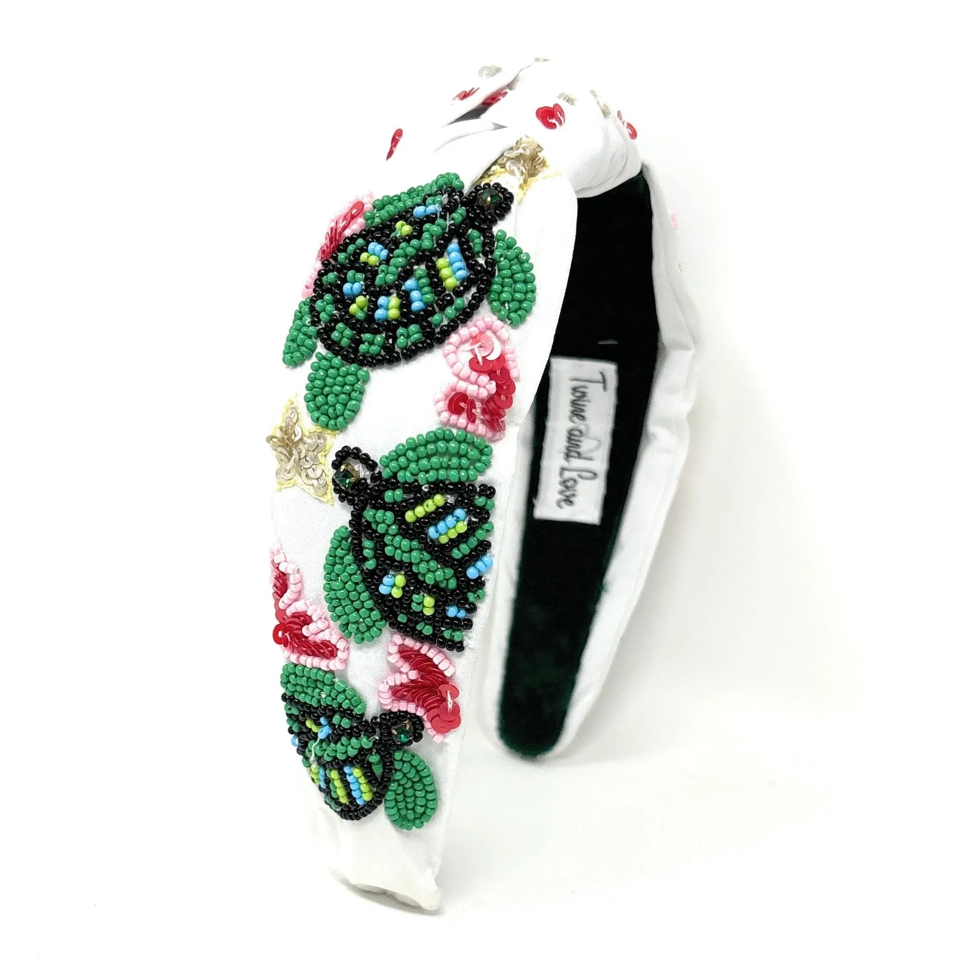 Hand Beaded Sea Turtle Top Knot Headband