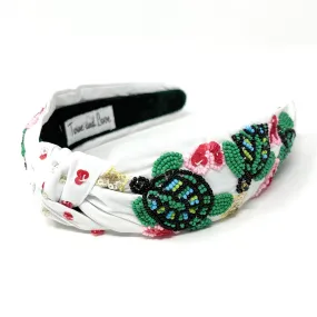 Hand Beaded Sea Turtle Top Knot Headband