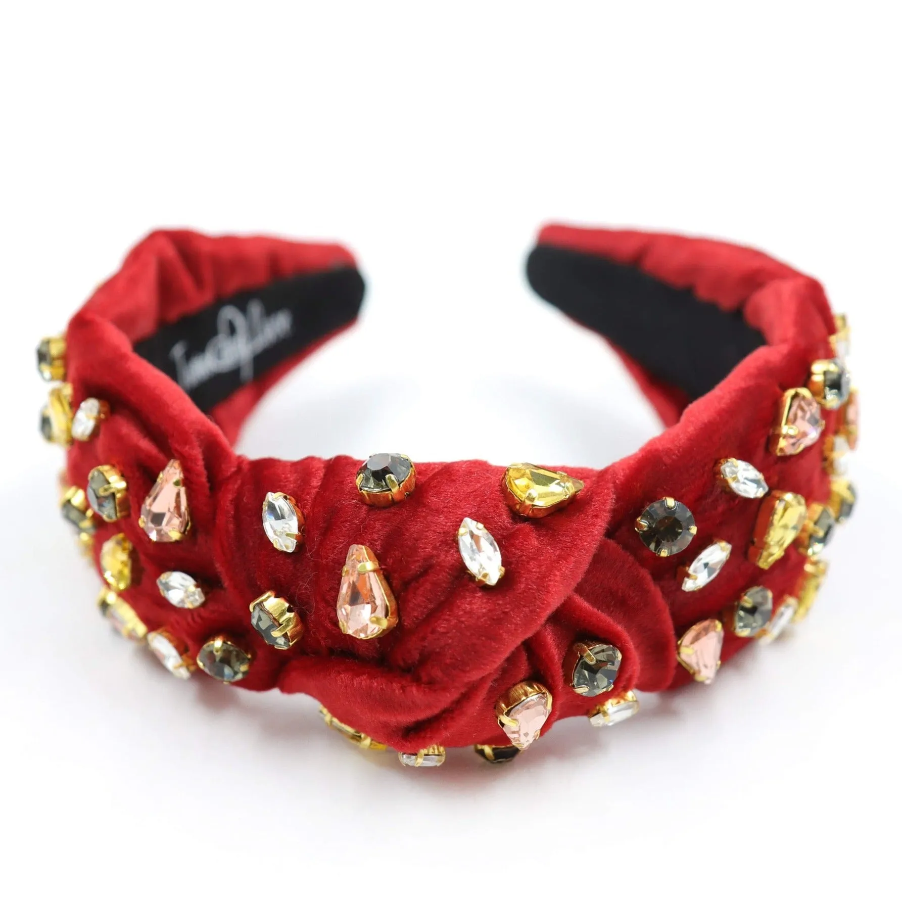Hand Sewn Velour Jeweled Knot Headband