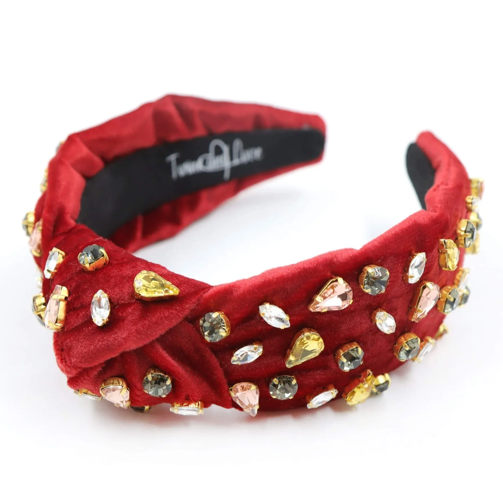 Hand Sewn Velour Jeweled Knot Headband
