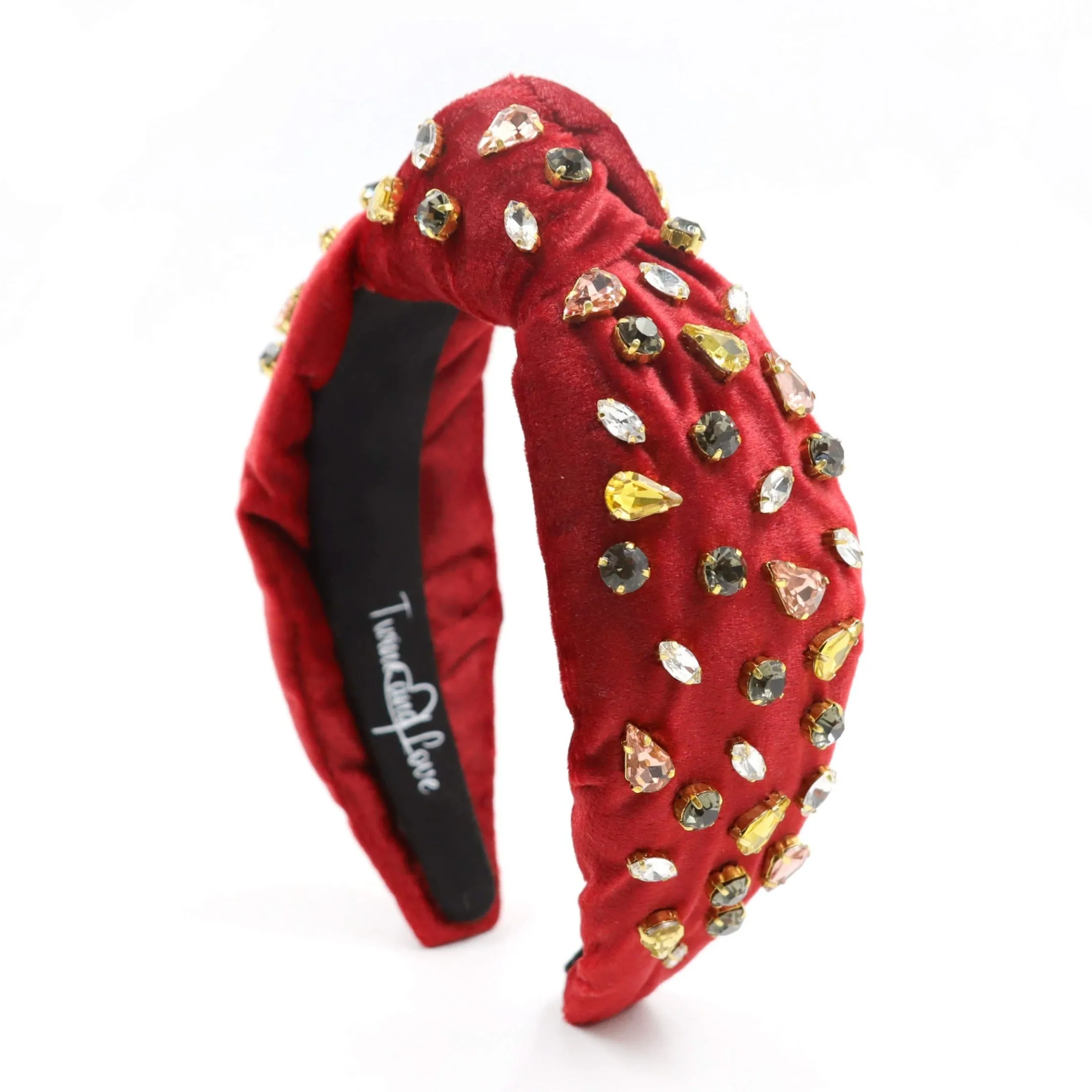 Hand Sewn Velour Jeweled Knot Headband
