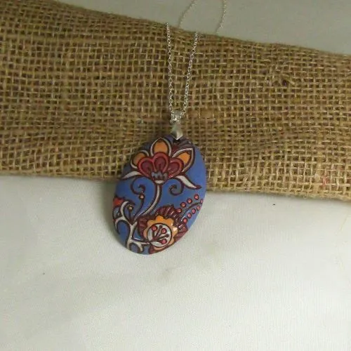 Handmade Blue Artisan Pendant Necklace Bold