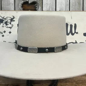 Hat Band | Black Leather w/ Rectangle T-Bird Concho