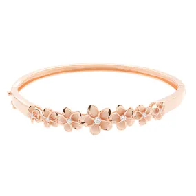 Hawaiian Jewelry 8-12mm 7 Plumeria Rhodium Bangle PG Coating