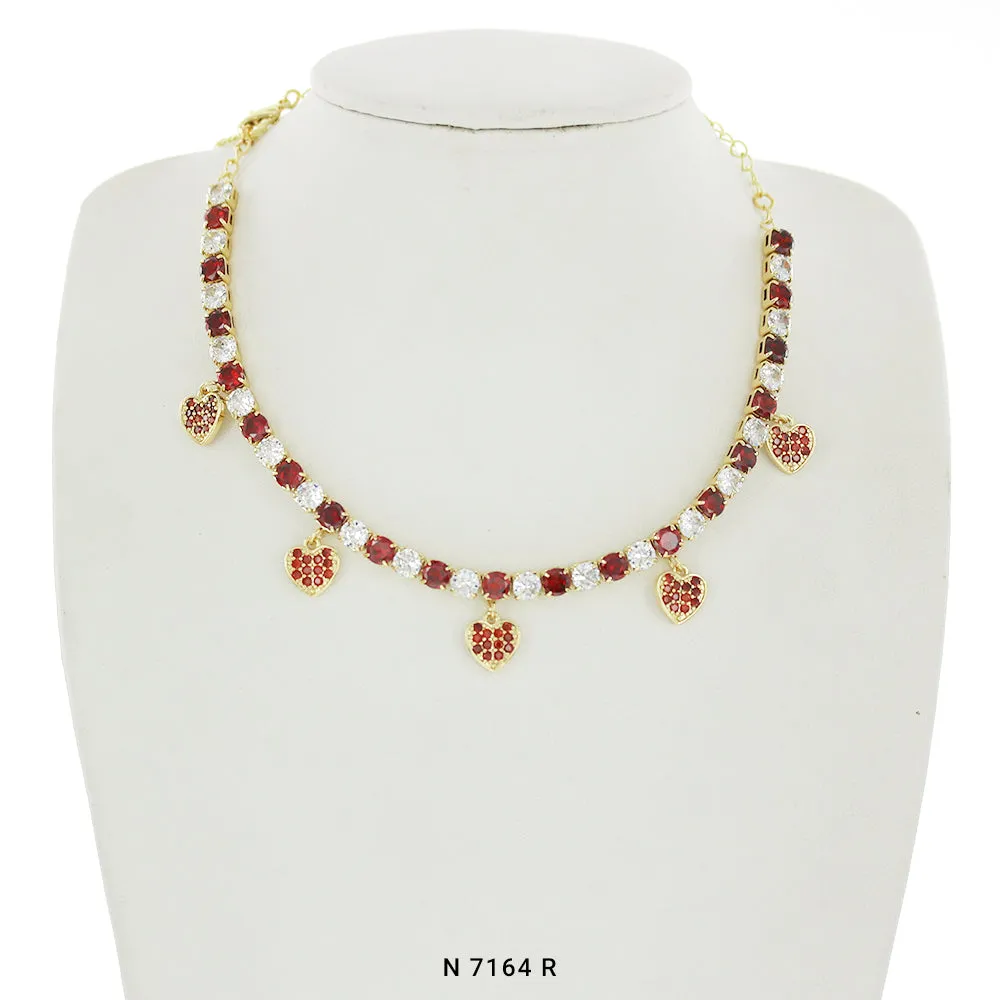 Heart Charms Choker Necklace N 7164 R