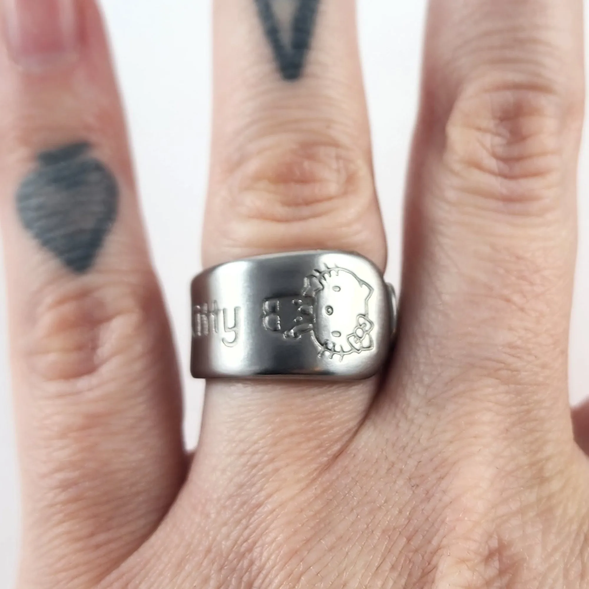 Hello Kitty Waving Stainless Steel Spoon Ring