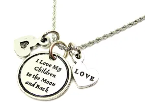 I Love My Children To The Moon And Back Stainless Steel Rope Chain Necklace