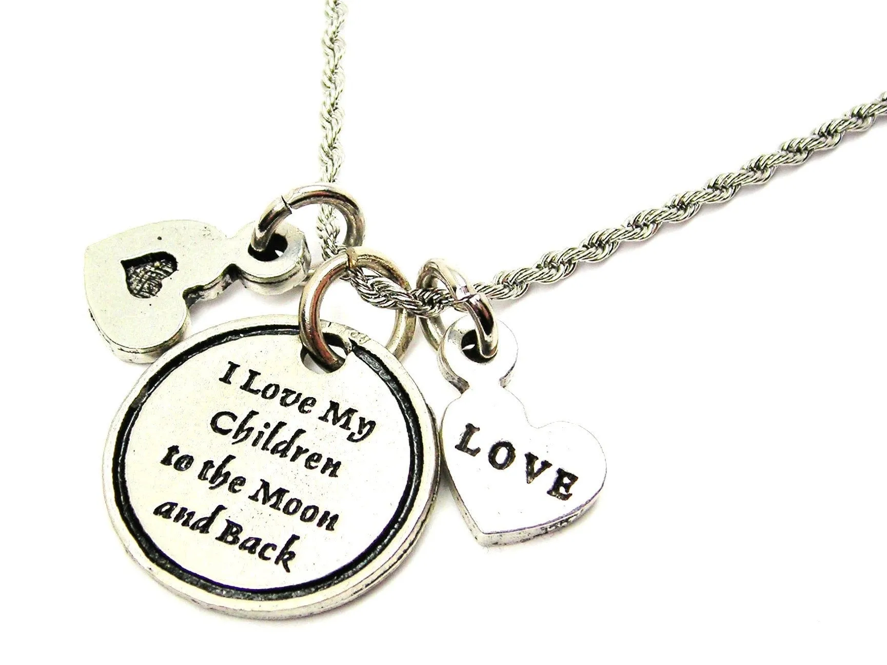 I Love My Children To The Moon And Back Stainless Steel Rope Chain Necklace