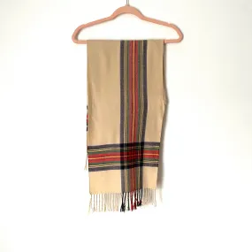 Italy Design Cashmere Feel Beige Plaid Scarf