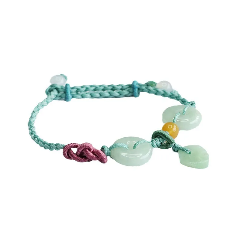 Jade Leaf Sterling Silver Bracelet with Safety Buckle