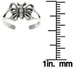 Jewelry Trends Sterling Silver Open Butterfly Wings Adjustable Toe Ring