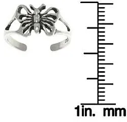 Jewelry Trends Sterling Silver Open Butterfly Wings Adjustable Toe Ring