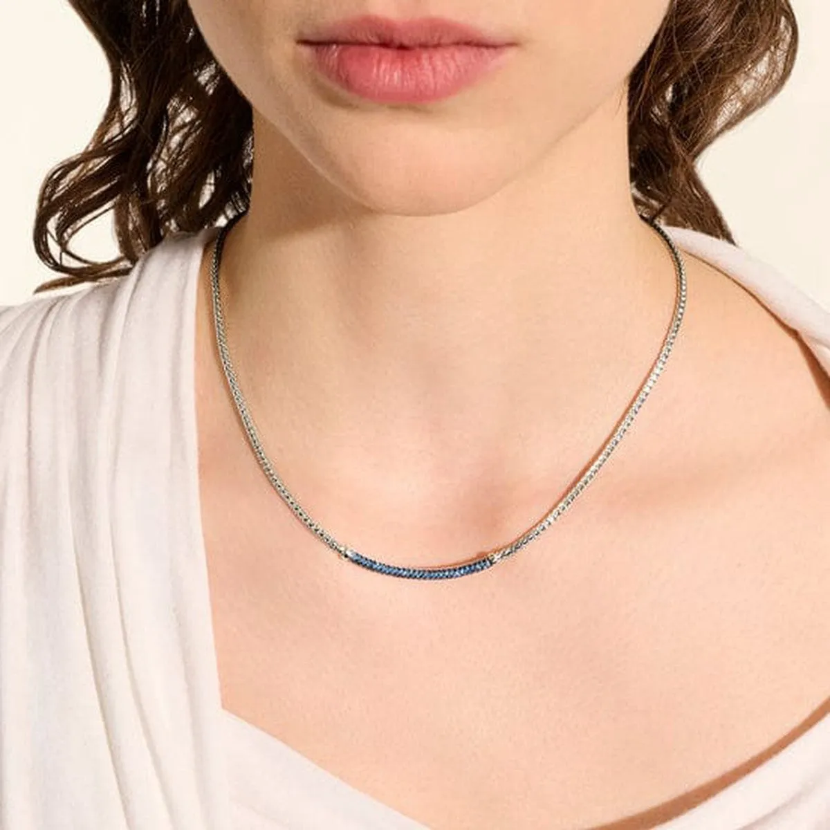 JH Essential Pavé Necklace, Sterling Silver, Blue Sapphire - NBS986984BSPX16-18