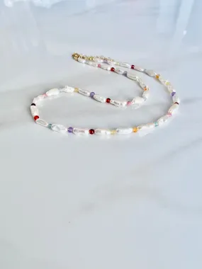 Keshi Pearl and Gemstone Necklace