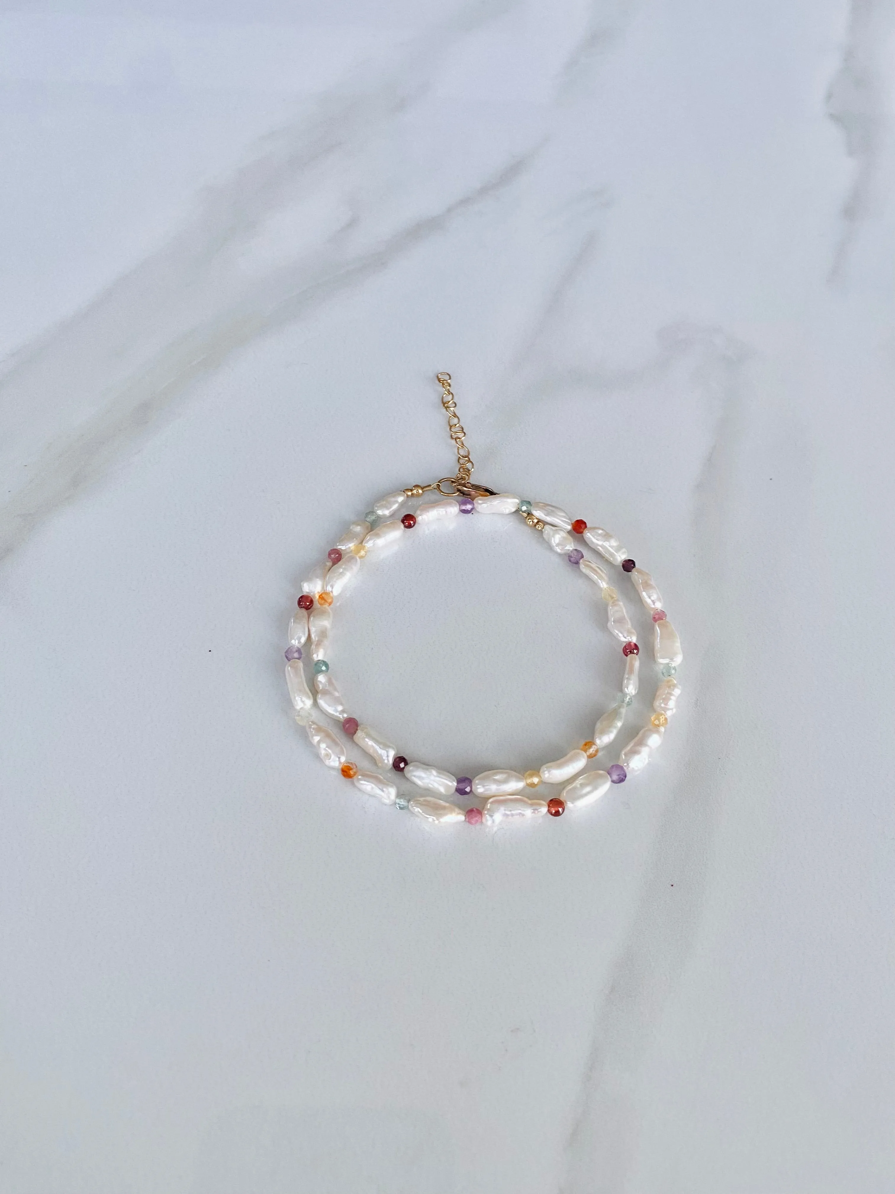 Keshi Pearl and Gemstone Necklace
