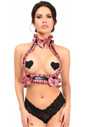Kitten Collection Dusty Rose Velvet Double Strap Body Harness