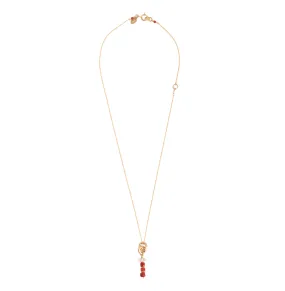 Koralli Necklace #1 - Red Agate, Red Coral, Diamond Quartz & Rice Pearl