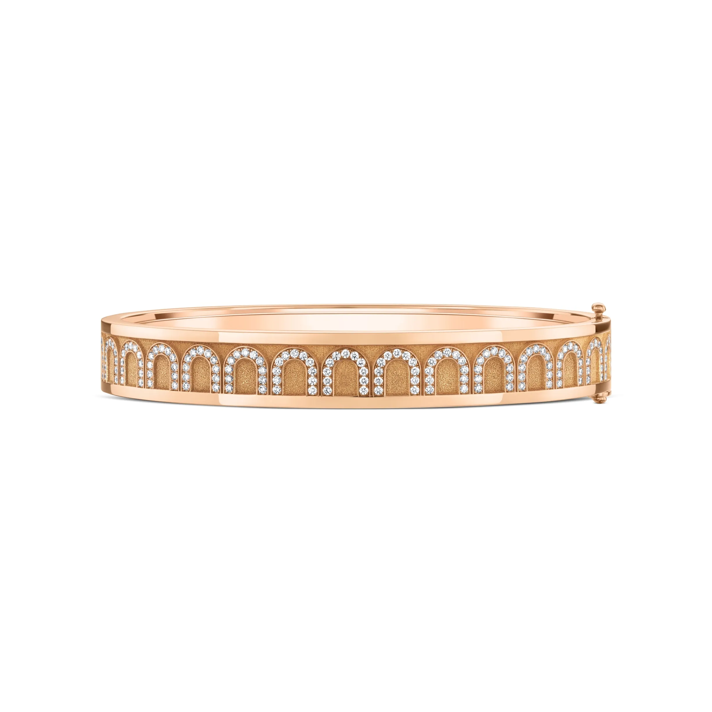 L'Arc de DAVIDOR Bangle MM, 18k Rose Gold with Satin Finish and Arcade Diamonds