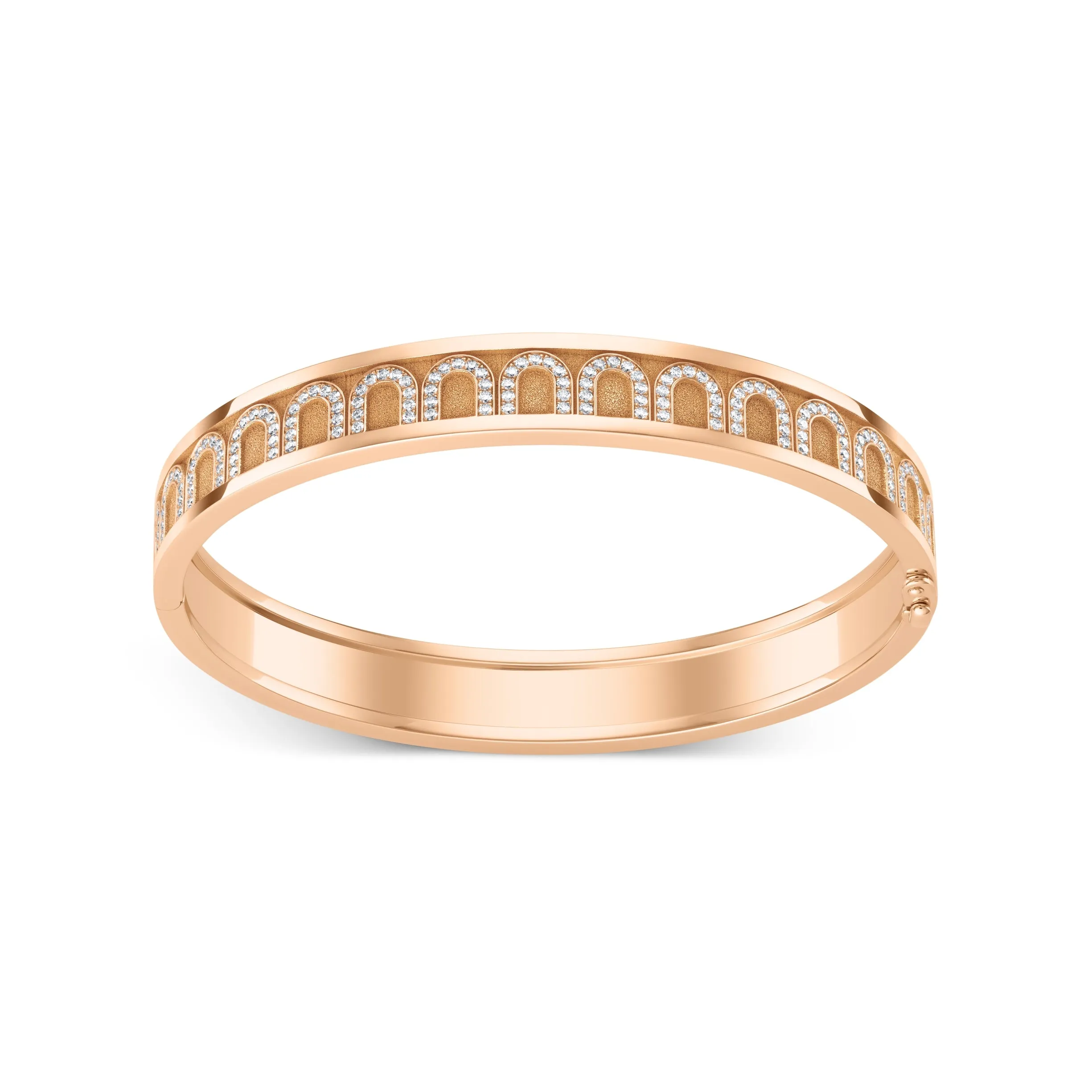 L'Arc de DAVIDOR Bangle MM, 18k Rose Gold with Satin Finish and Arcade Diamonds