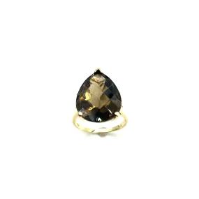 Large Faceted Smokey Topaz Ring