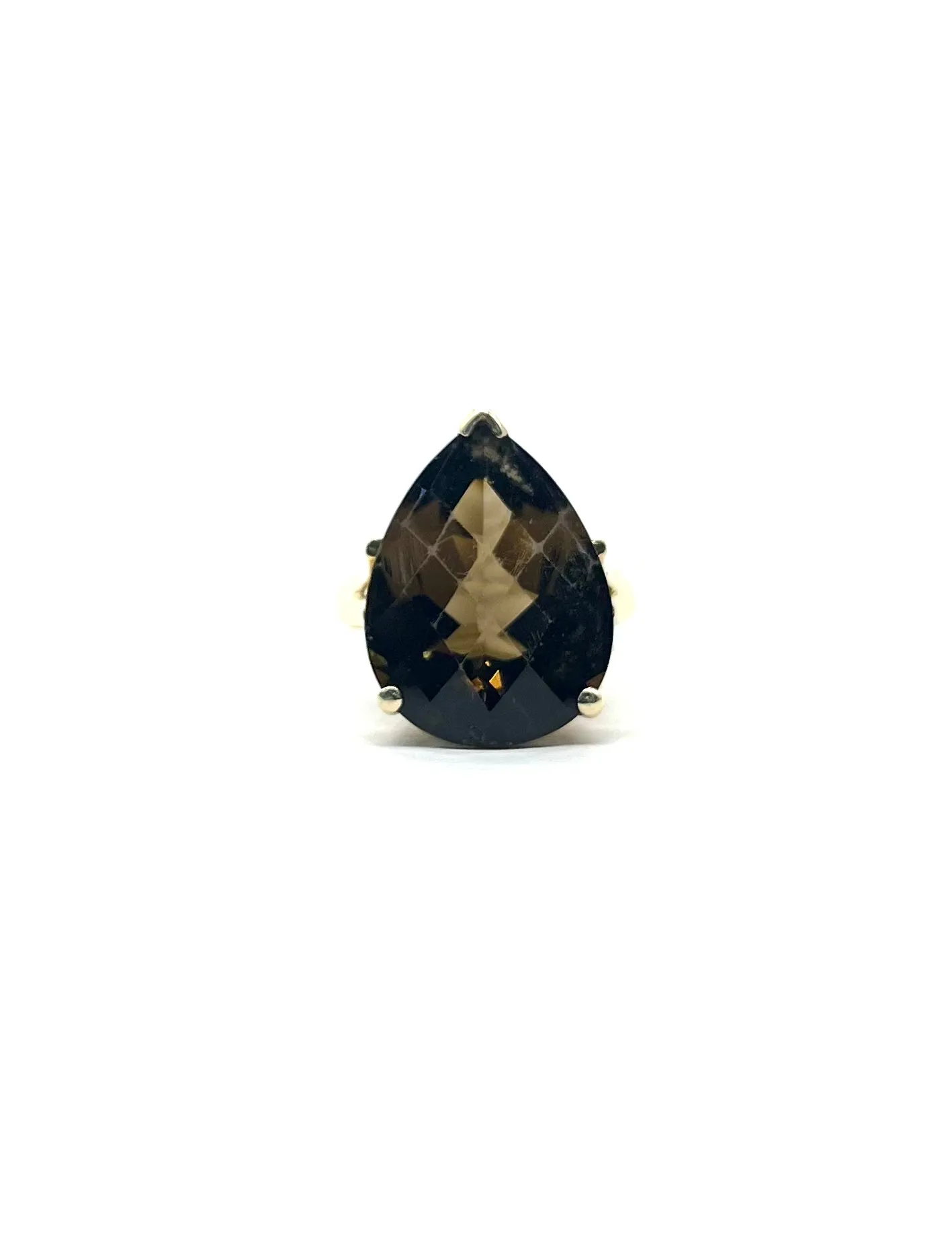 Large Faceted Smokey Topaz Ring