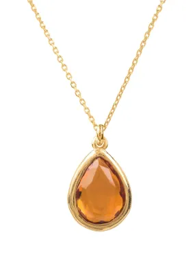 Latelita London Pisa Mini Teardrop Necklace Gold Citrine