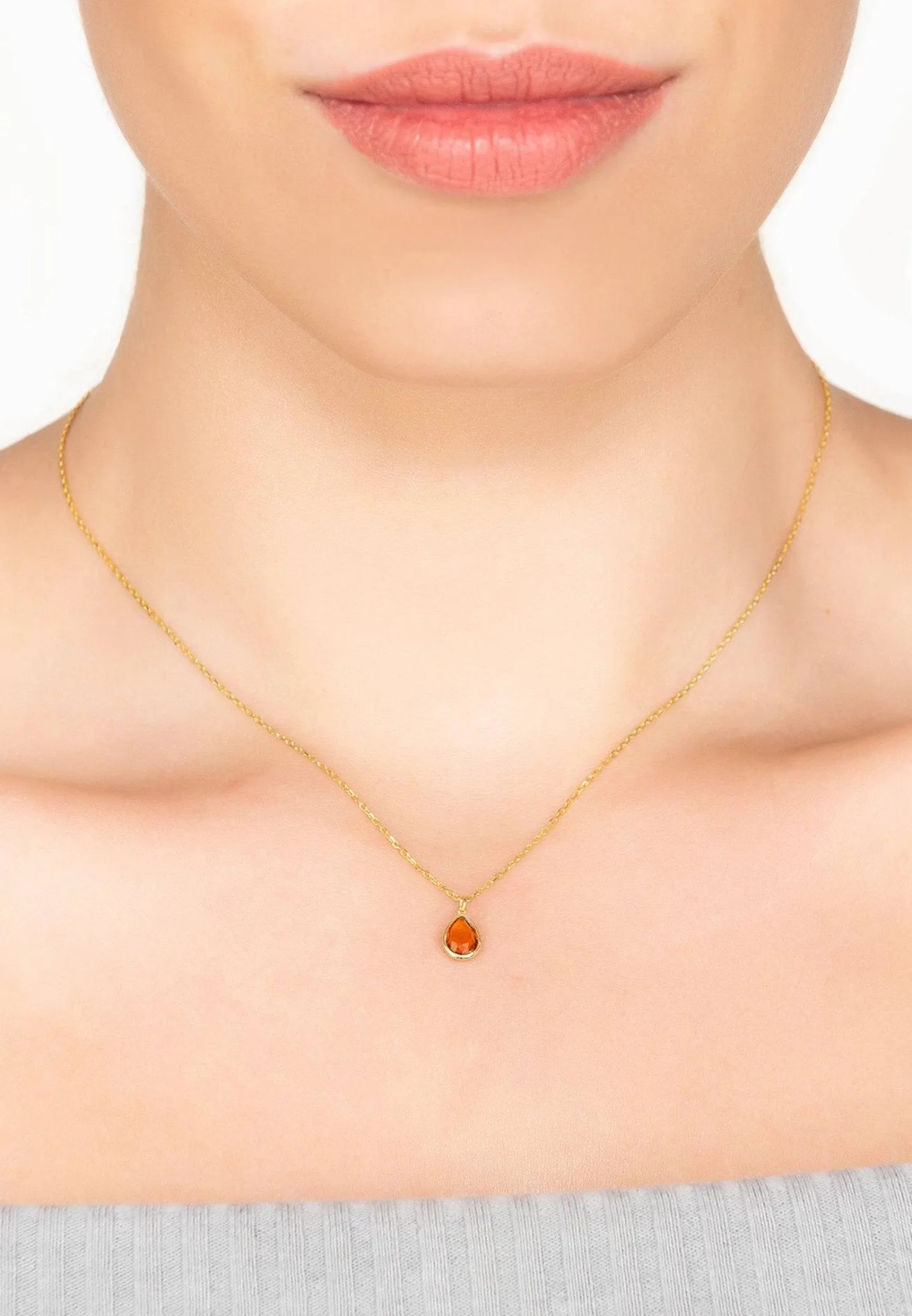Latelita London Pisa Mini Teardrop Necklace Gold Citrine