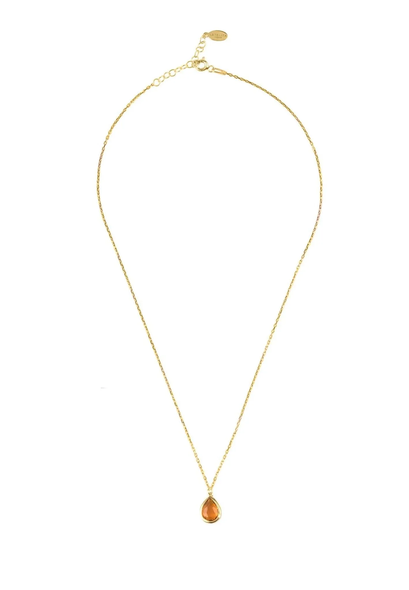 Latelita London Pisa Mini Teardrop Necklace Gold Citrine