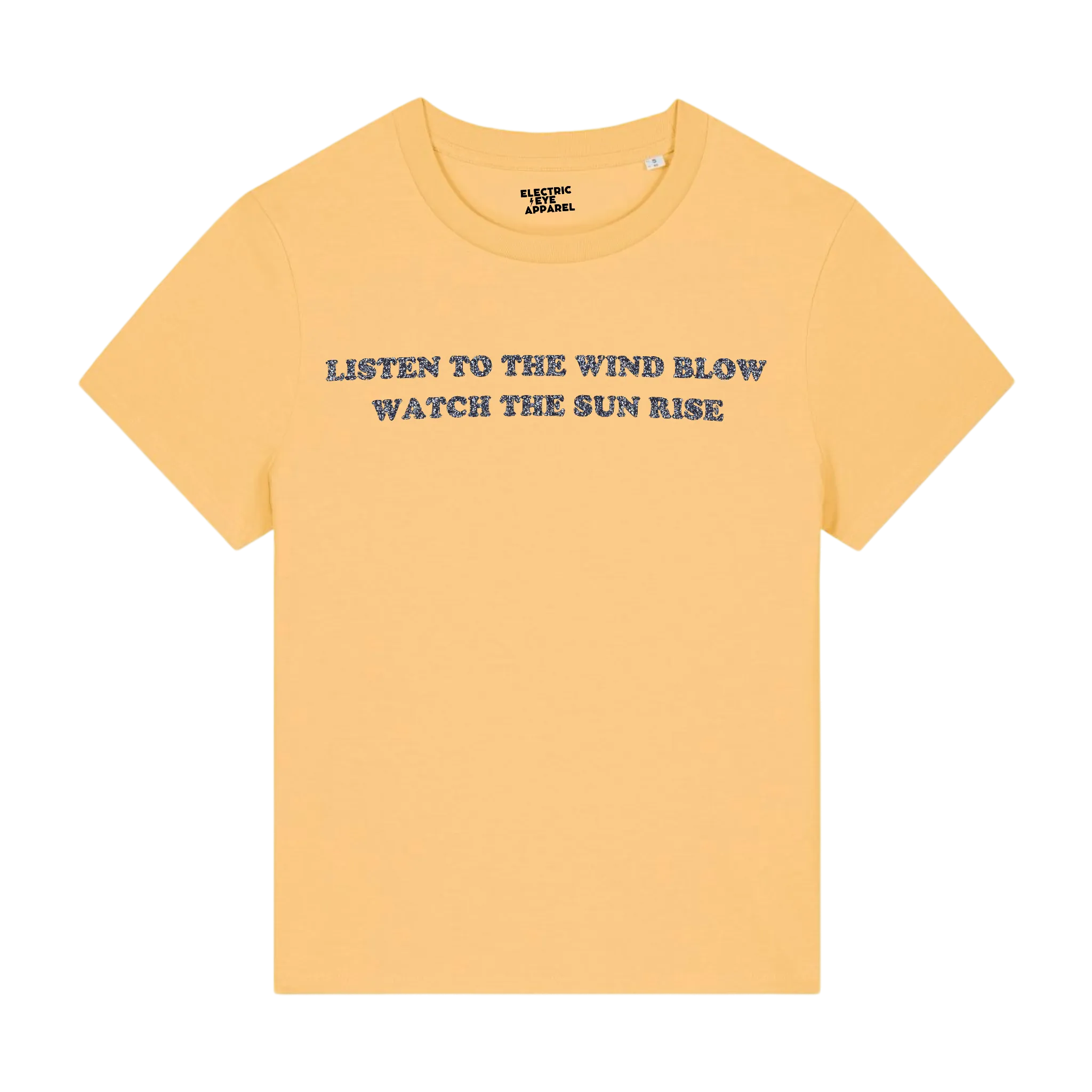 'LISTEN TO THE WIND BLOW WATCH THE SUN RISE' embroidered premium organic women's iconic t-shirt - inspired by Fleetwood Mac