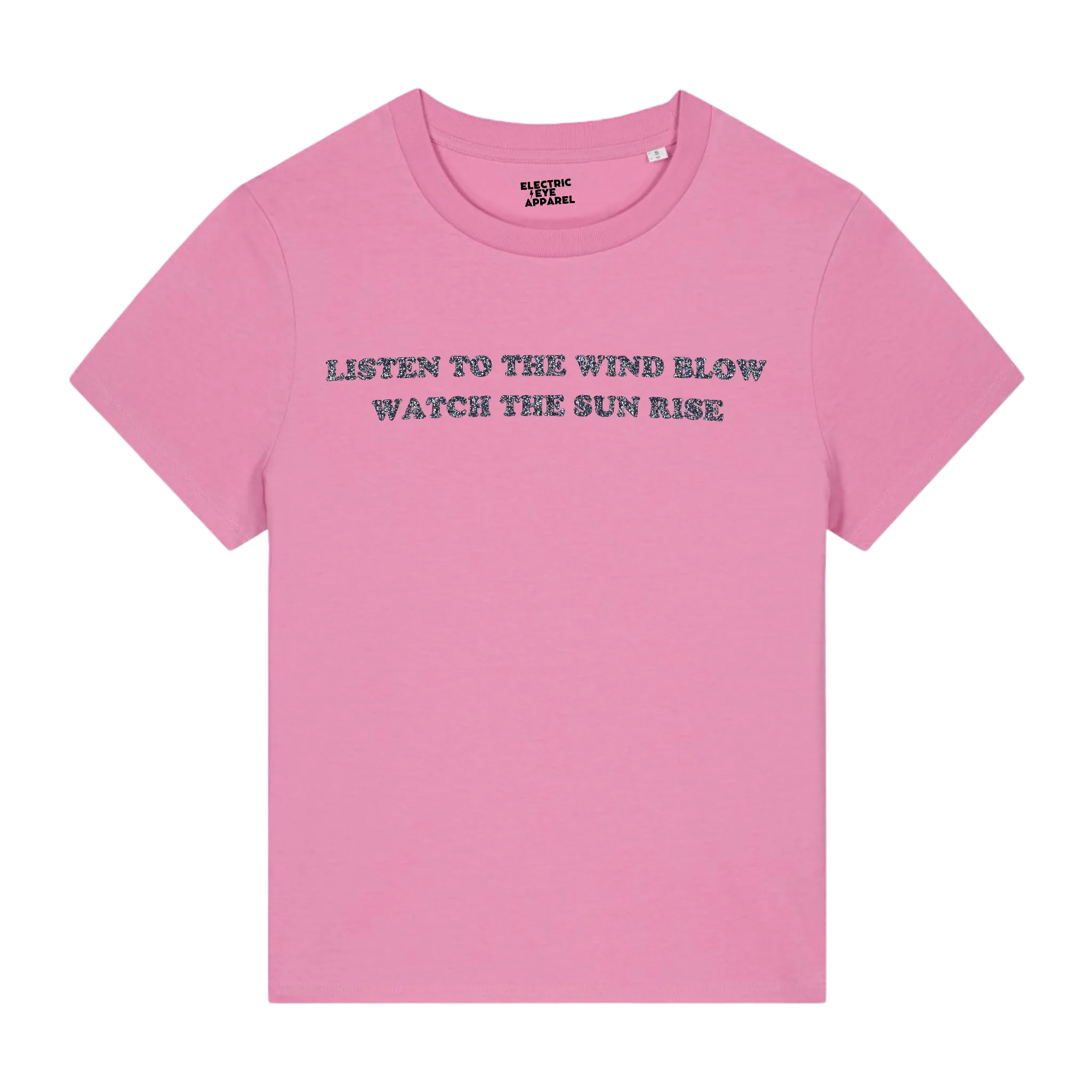 'LISTEN TO THE WIND BLOW WATCH THE SUN RISE' embroidered premium organic women's iconic t-shirt - inspired by Fleetwood Mac