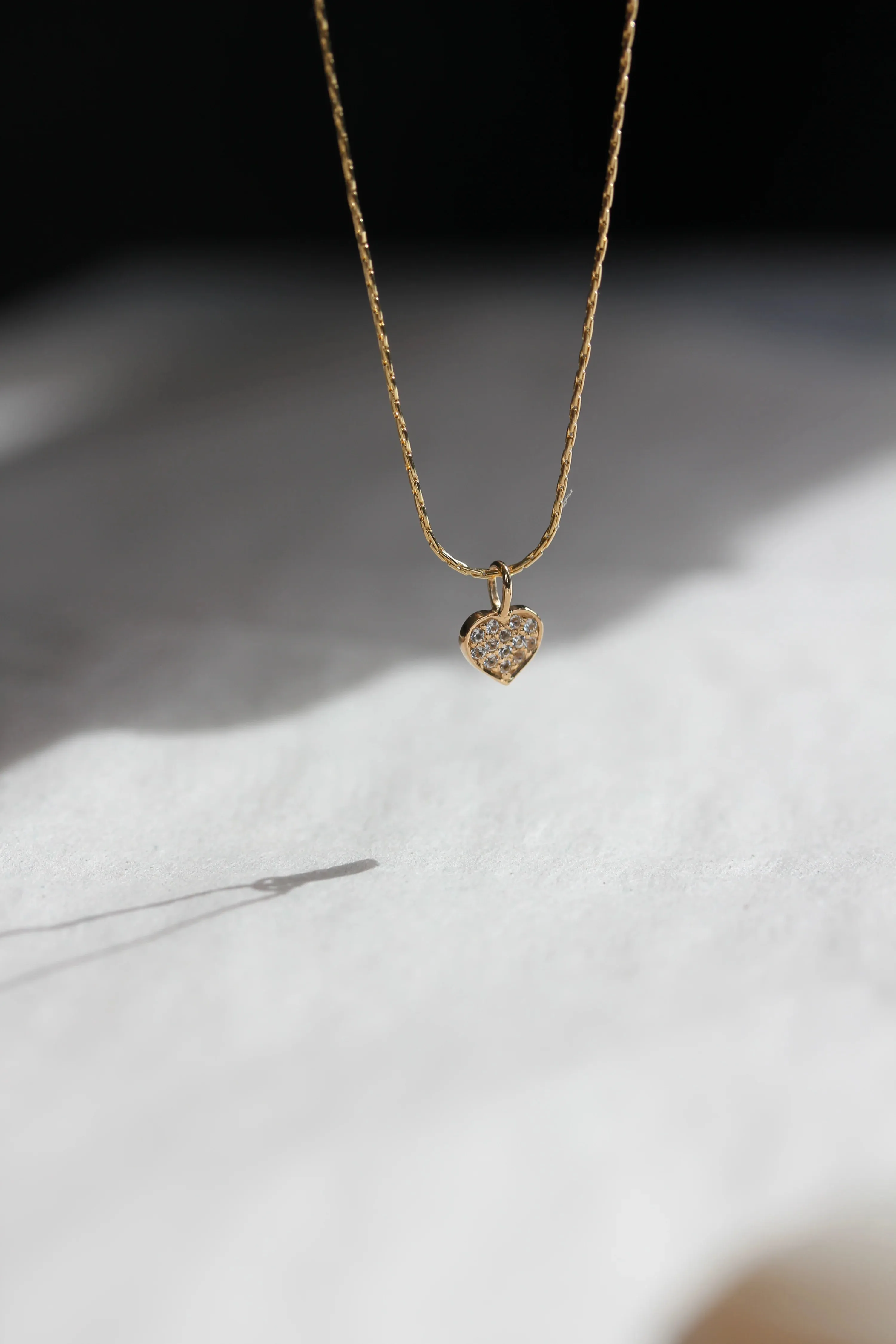 Little Gold Full of Love Necklace (White Topaz)