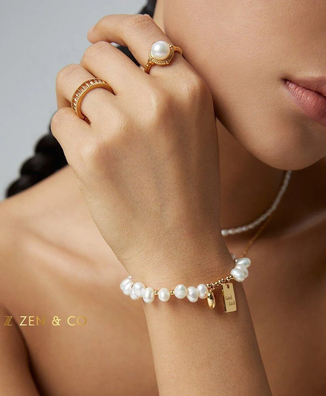 LOUISE Signet pearl open ring