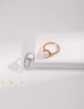 LOUISE Signet pearl open ring